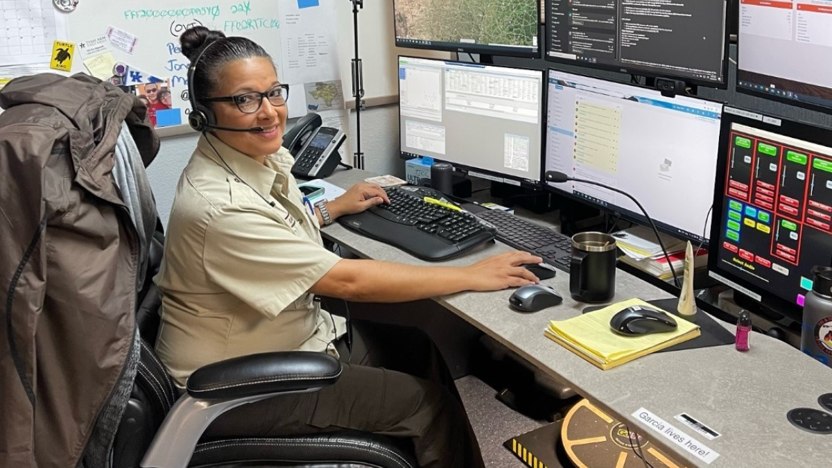 Fire dispatch employee at work