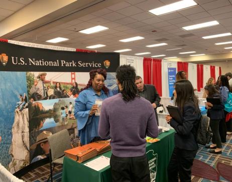 Hiring event table with people