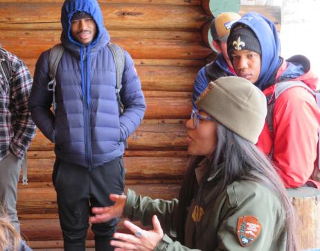 An NPS employee giving a tour